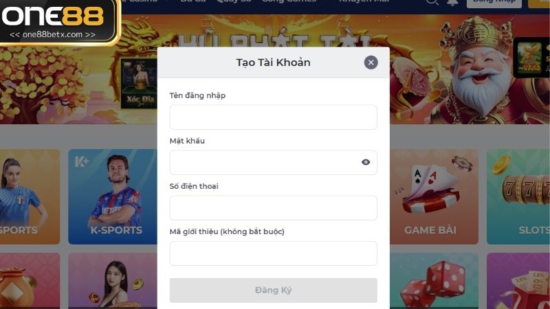 Hướng dẫn tạo tài khoản ONE88 trong tích tắc