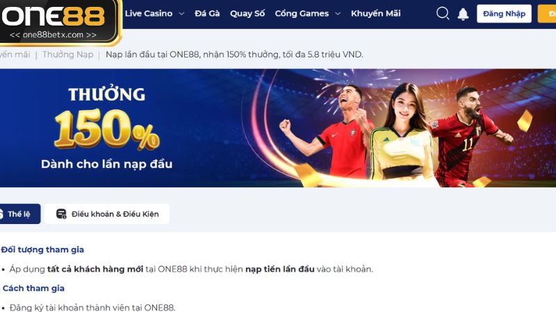 Đăng ký ngay one88 để nhận ngay 100k về tài khoản