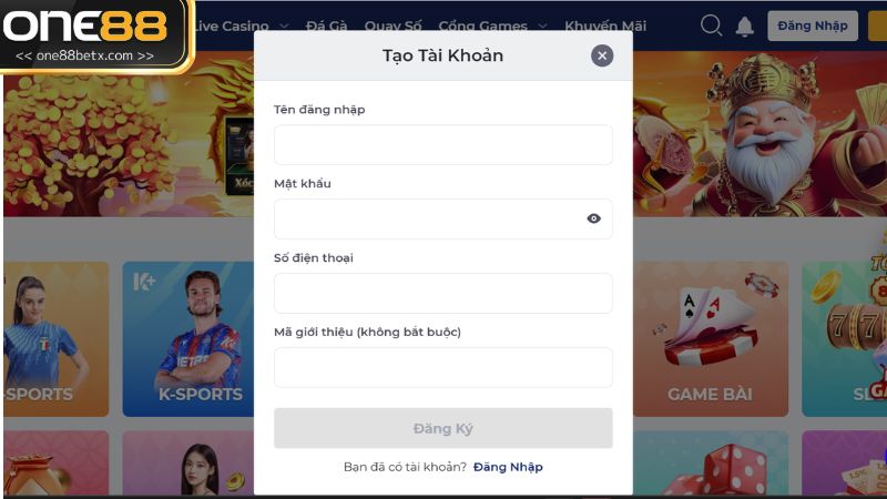 Đăng ký tài khoản ONE88 để bắt đầu hành trình cá cược đẳng cấp