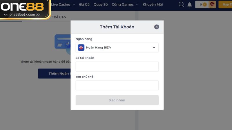 Lý do khiến cho giao dịch rút tiền One88 không thực hiện thành công