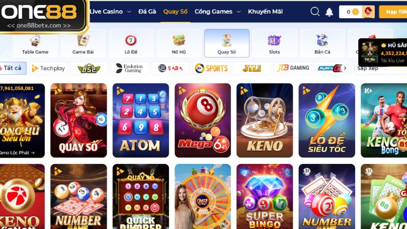 Trải nghiệm kho game quay số siêu đỉnh tại one88